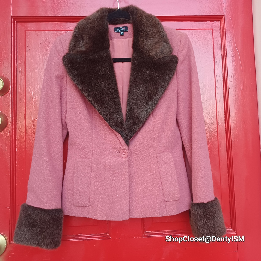 Kookai Rose Blazer with Chocolate Fur Trim - Picture 16 of 16